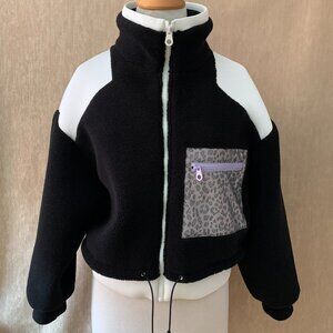 Zara Teddy Fleece & Neoprene Contrast Jacket | Size M